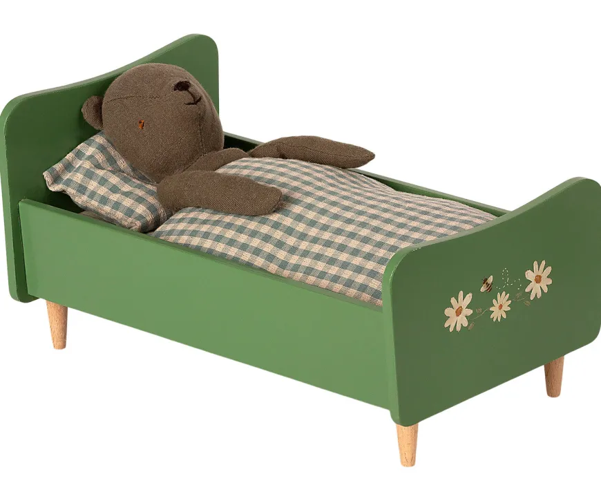 Best Sale Bed For Teddy Dad - Dusty Green Dollhouse Furniture