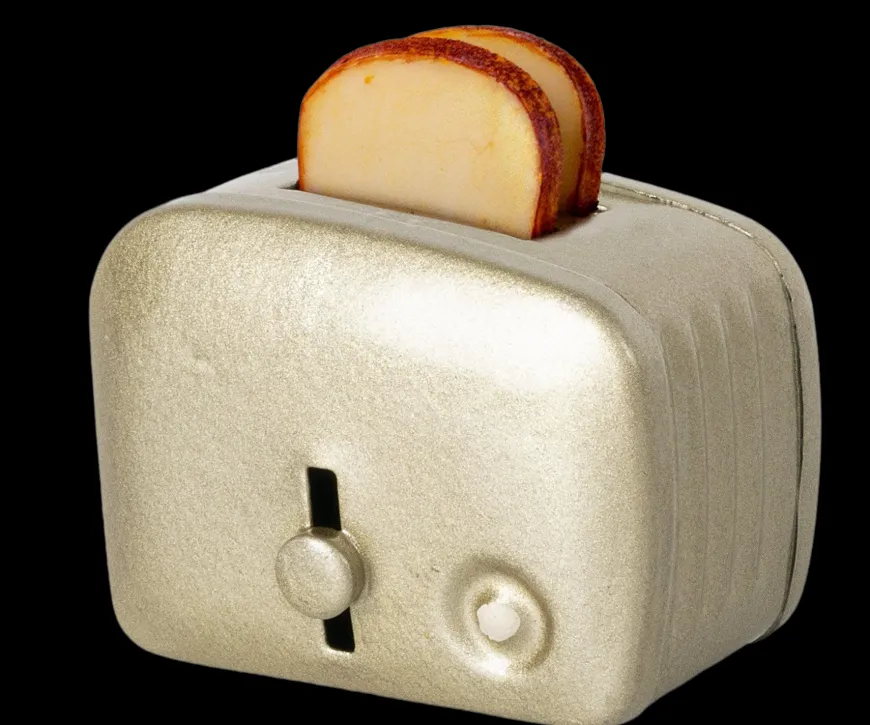 Clearance Miniature Toaster & Bread, Silver Kitchen